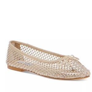 Steve Madden Beige Crystal Mesh Ballet Flat